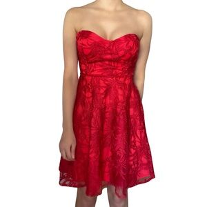 House of Chic Red Lace Tube Top Dress